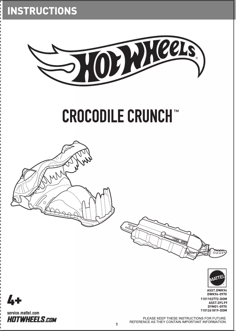 Image de la première page du manuel de l'appareil Hot Wheels Crocodile Crunch