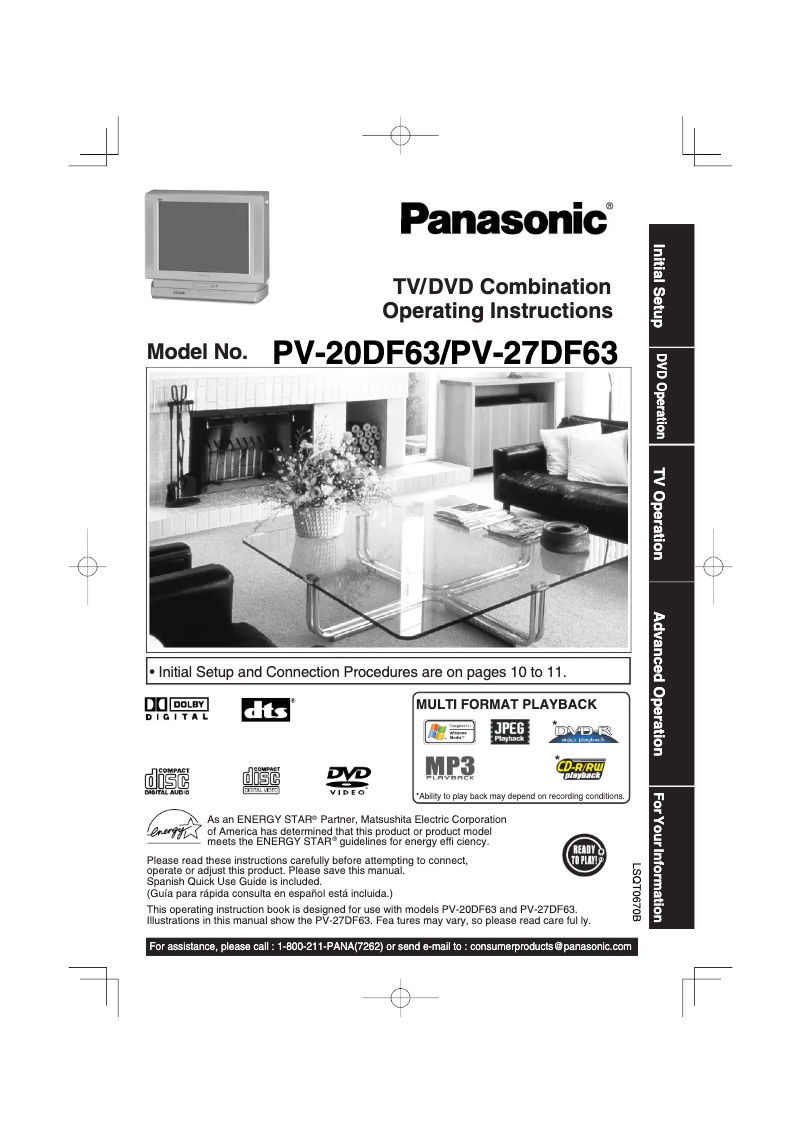 Page 1 de la notice Manuel utilisateur Panasonic PV-20DF63