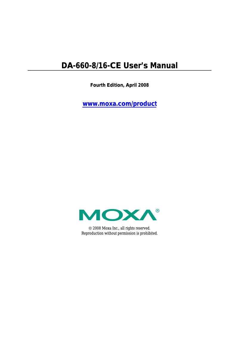 Página 1 del manual Manual de usuario Moxa DA-660-16-CE