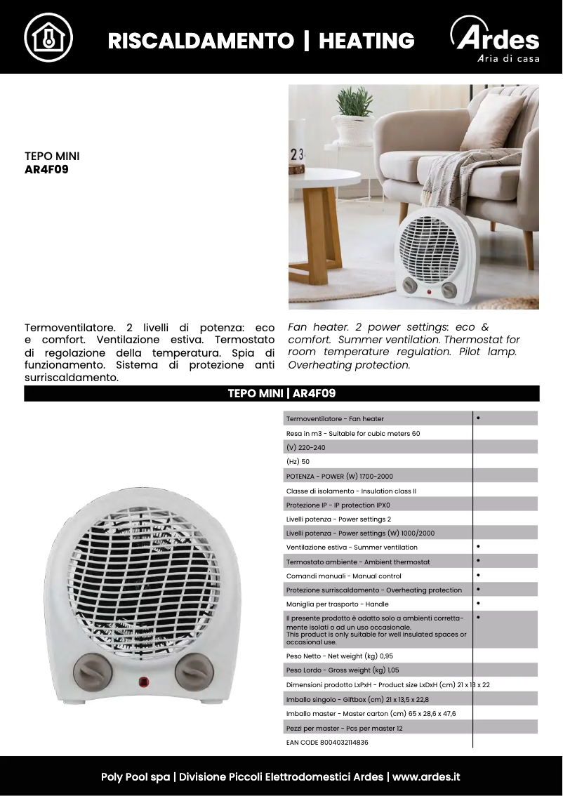 Página 1 del manual Ficha técnica Ardes AR4F09