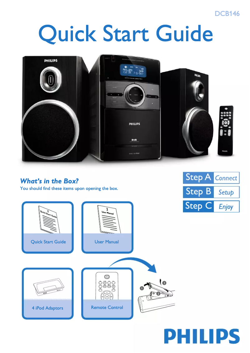 Page 1 de la notice Guide de démarrage rapide Philips DCB146
