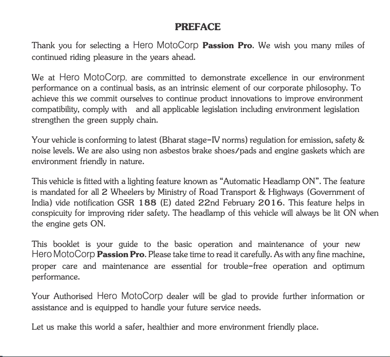 Page 1 de la notice Manuel utilisateur Hero Passion Pro (2019)