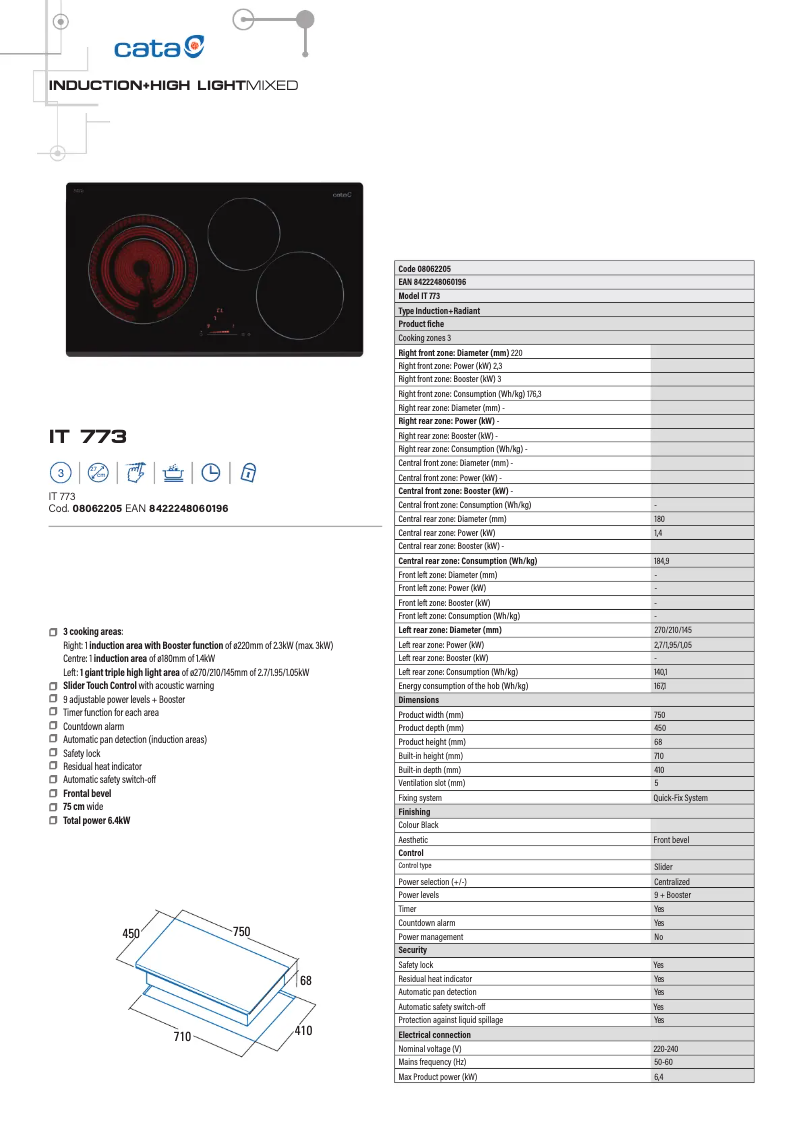 Page 1 de la notice Manuel utilisateur CATA IT 773