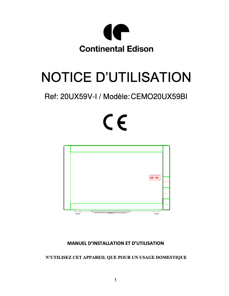 Image de la première page du manuel de l'appareil CEMO20UX59BI