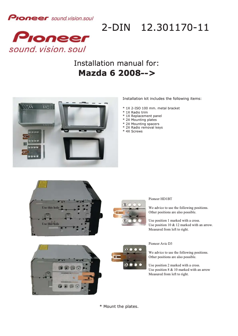Page n°1 - Manuel utilisateur Pioneer 12.301170-11