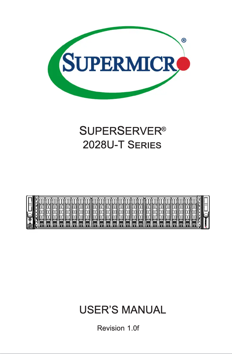 Page 1 de la notice Manuel utilisateur Supermicro SuperServer 2028U-TNR4T+