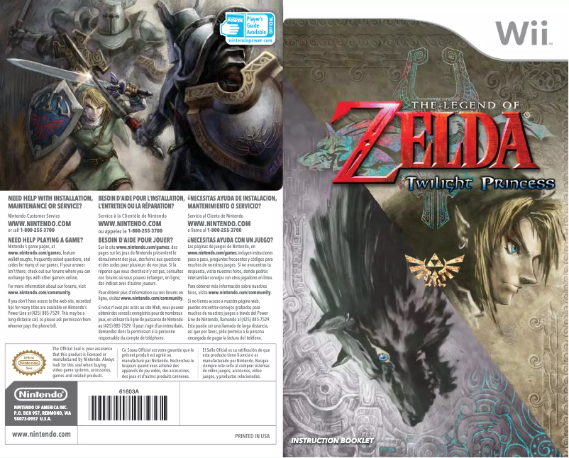 Page 1 de la notice Manuel utilisateur Nintendo The Legend of Zelda - Twilight Princess (Wii)