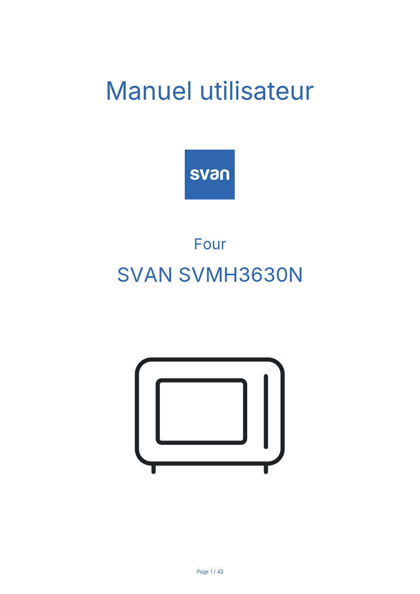 Page n°1 - Manuel utilisateur SVAN SVMH3630N