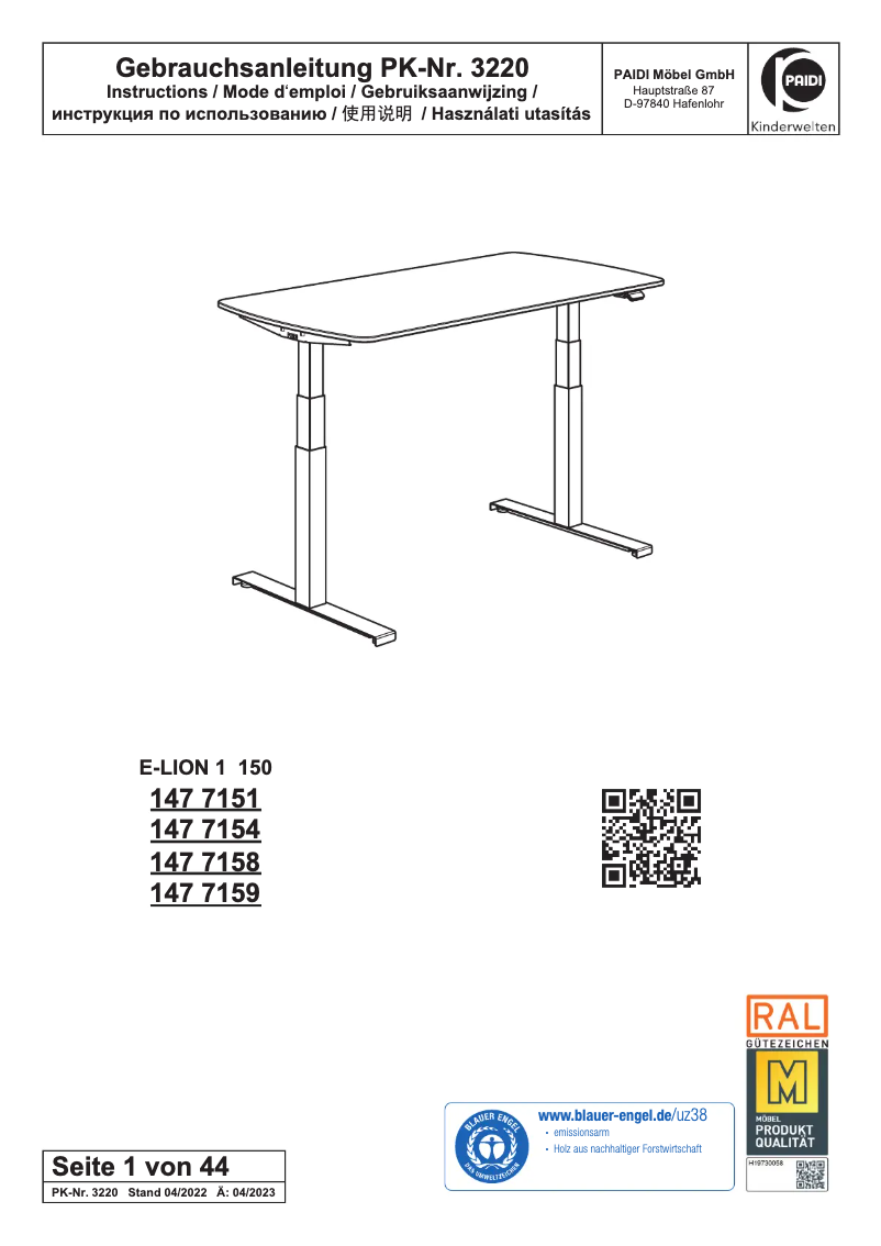 Page n°1 - Manuel utilisateur Paidi e−lion 1