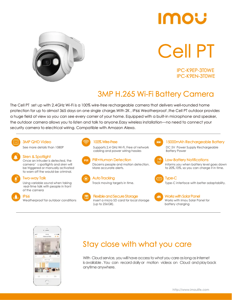 Page 1 de la notice Manuel utilisateur Imou Cell PT