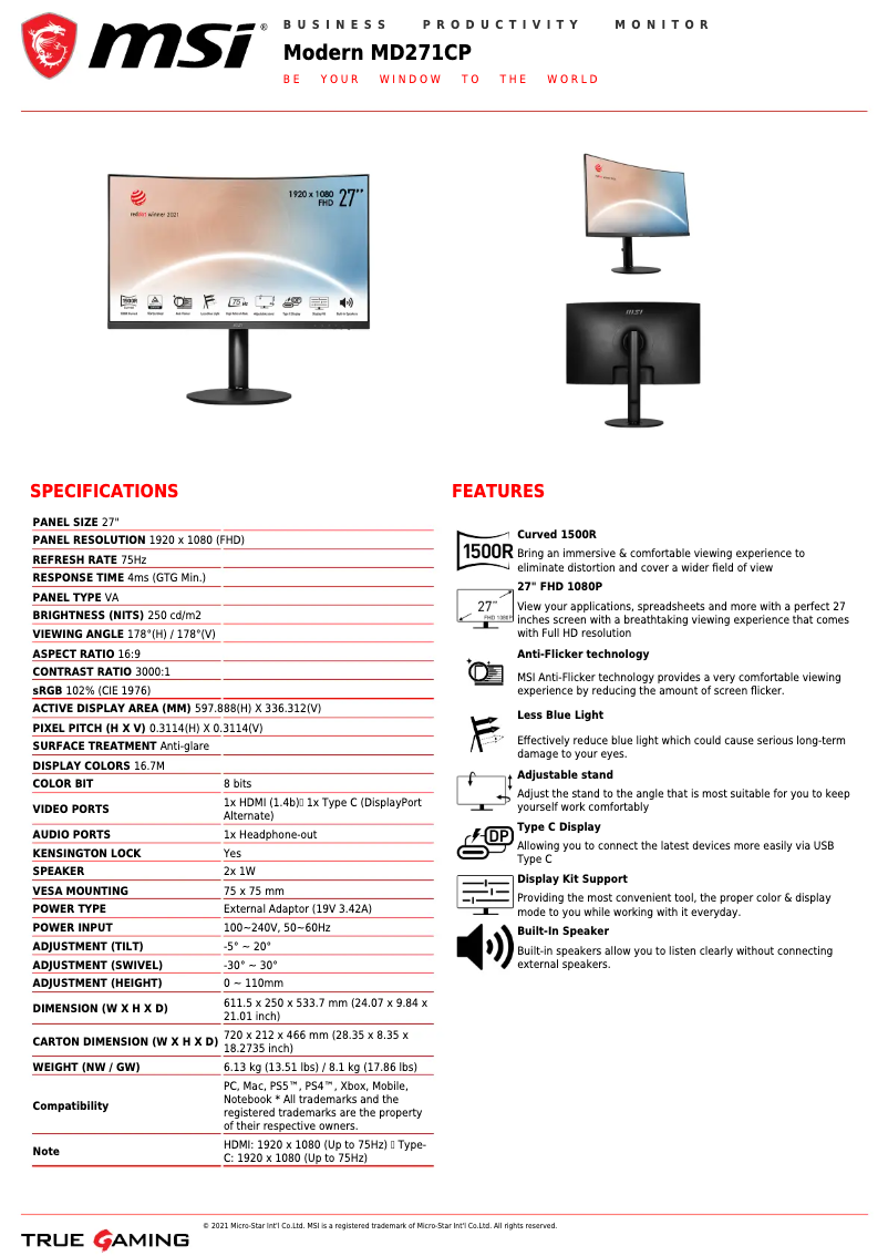 Image de la première page du manuel de l'appareil MD271CP