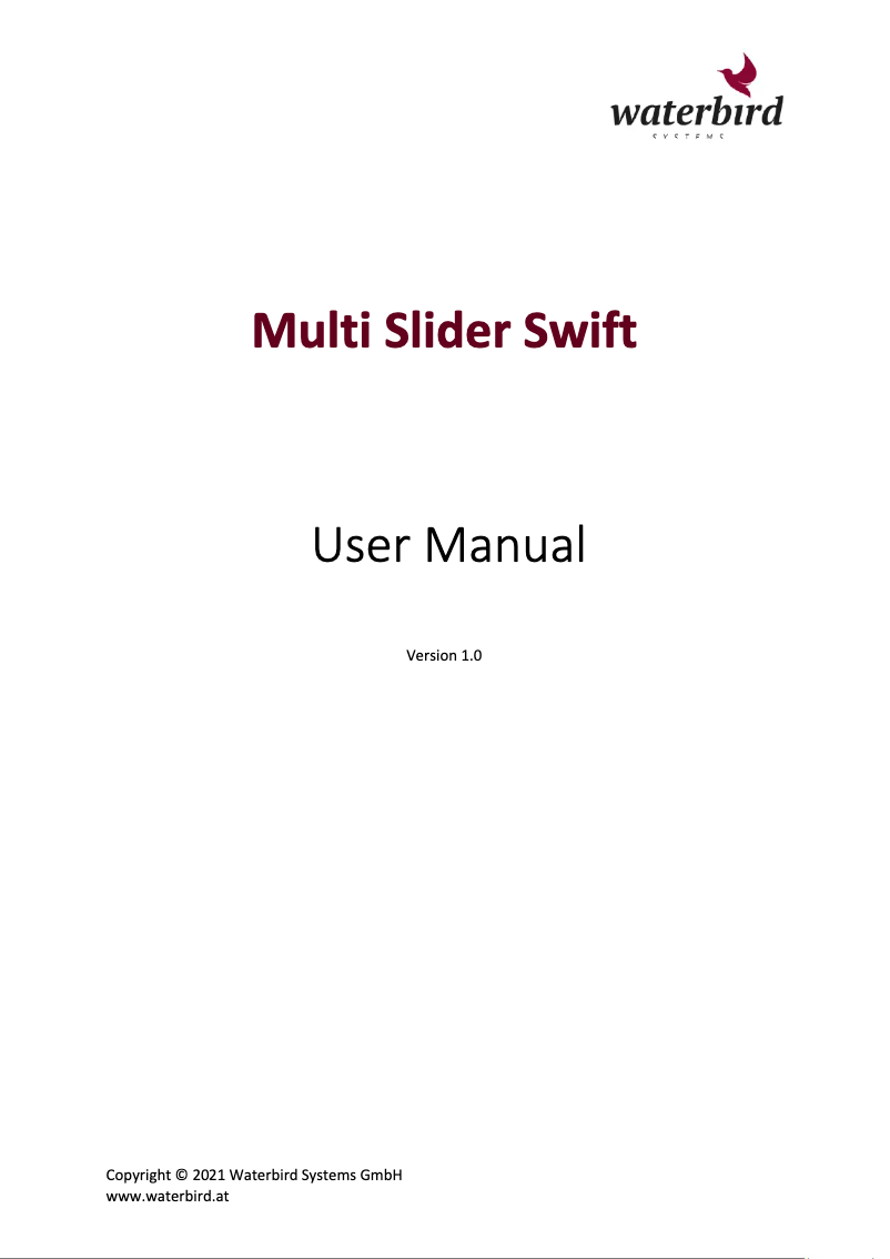 Image de la première page du manuel de l'appareil Multi Slider Swift