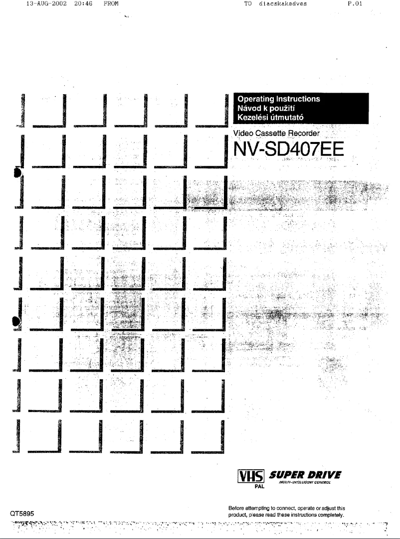 Page 1 de la notice Manuel utilisateur Panasonic NV-SD407EE