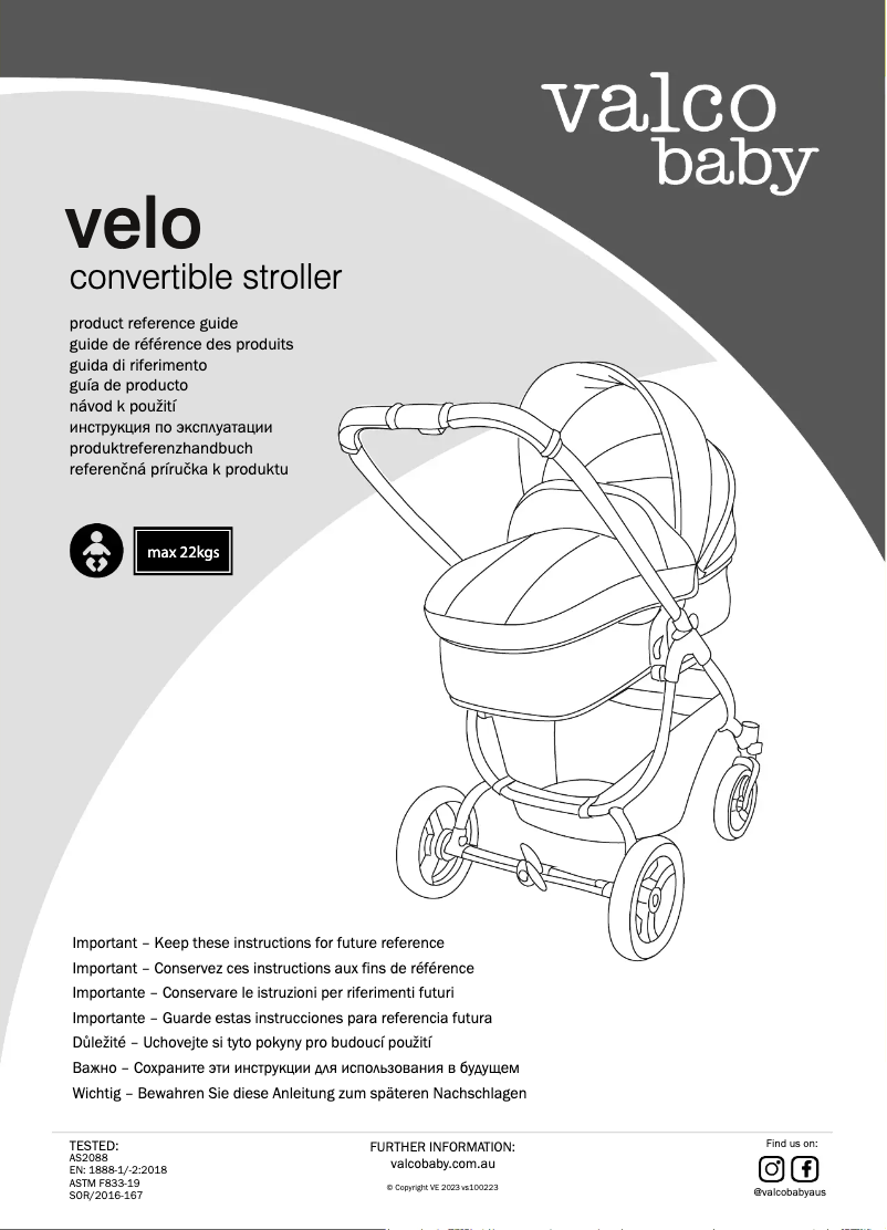Page 1 de la notice Manuel utilisateur Valco Baby Velo