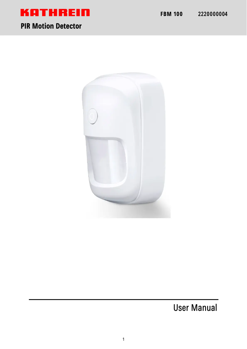 Page 1 of the manual User Manual Kathrein FBM 100