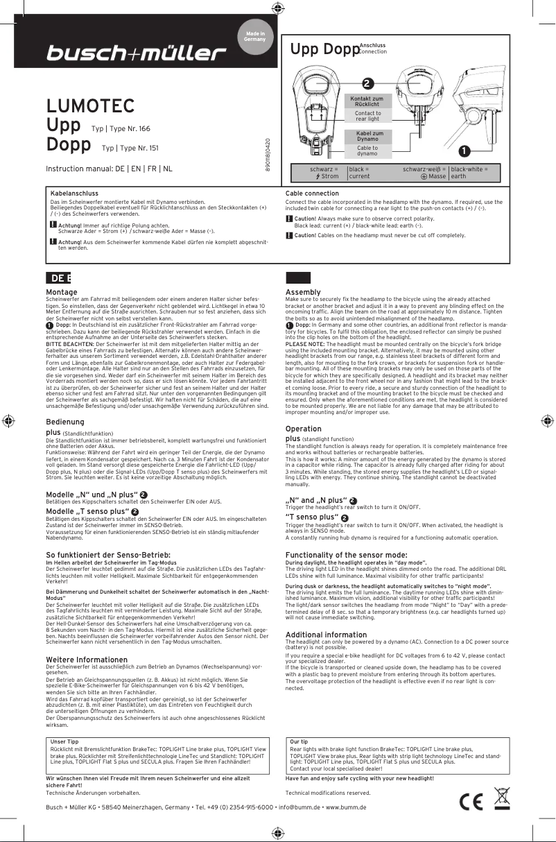 Page 1 de la notice Instructions / montage Busch + Müller DOPP