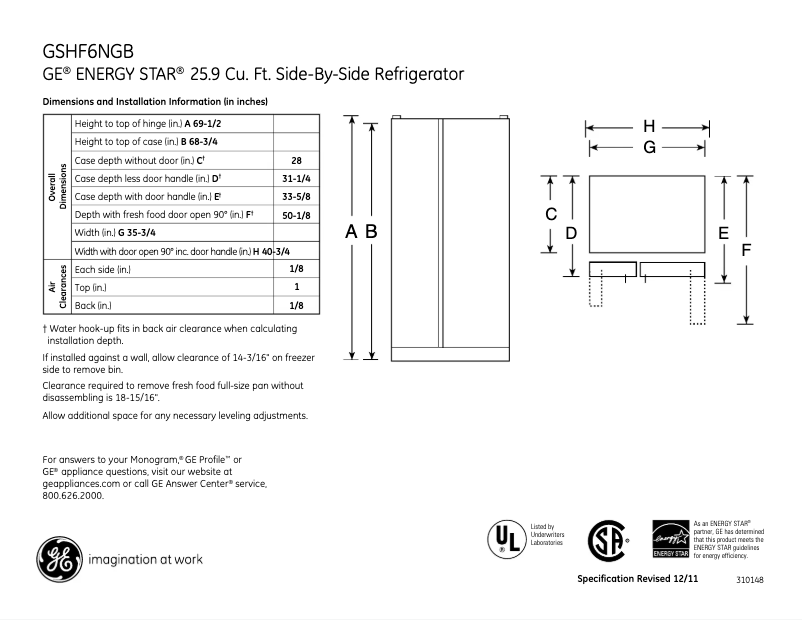 Image de la première page du manuel de l'appareil GSHF6NGBBB