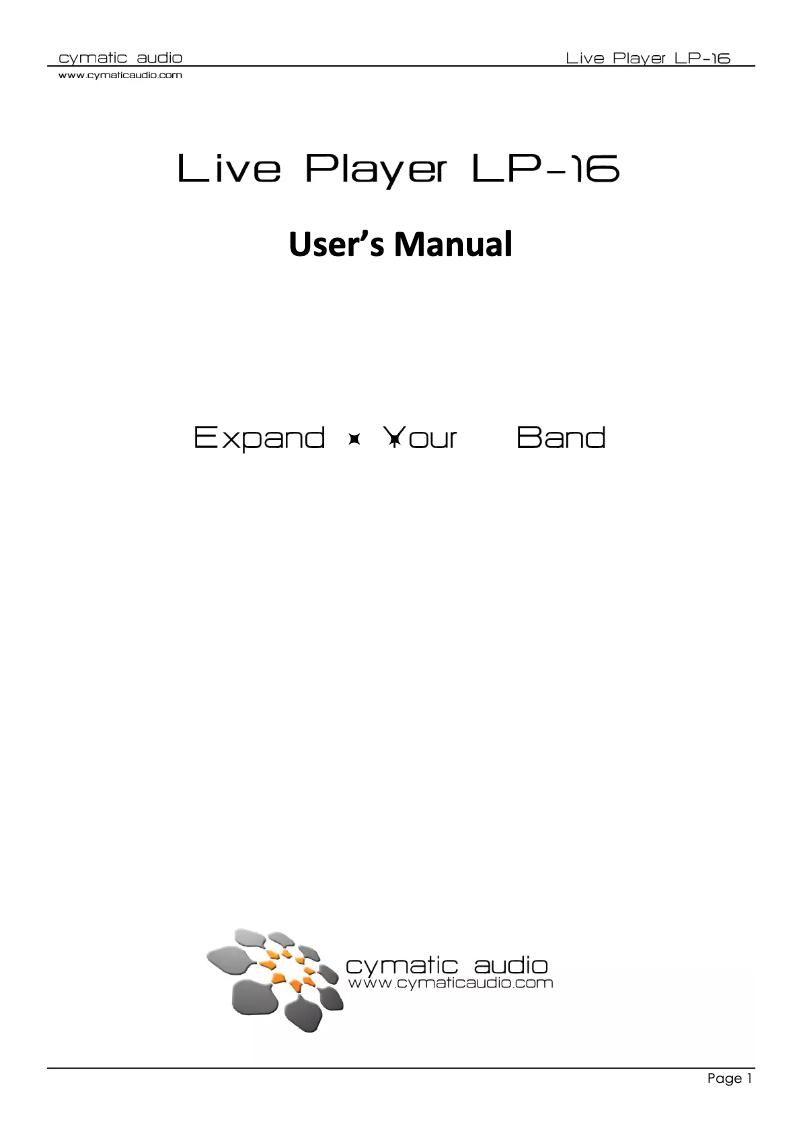 Page n°1 - Manuel utilisateur Cymatic Audio Live Player LP-16