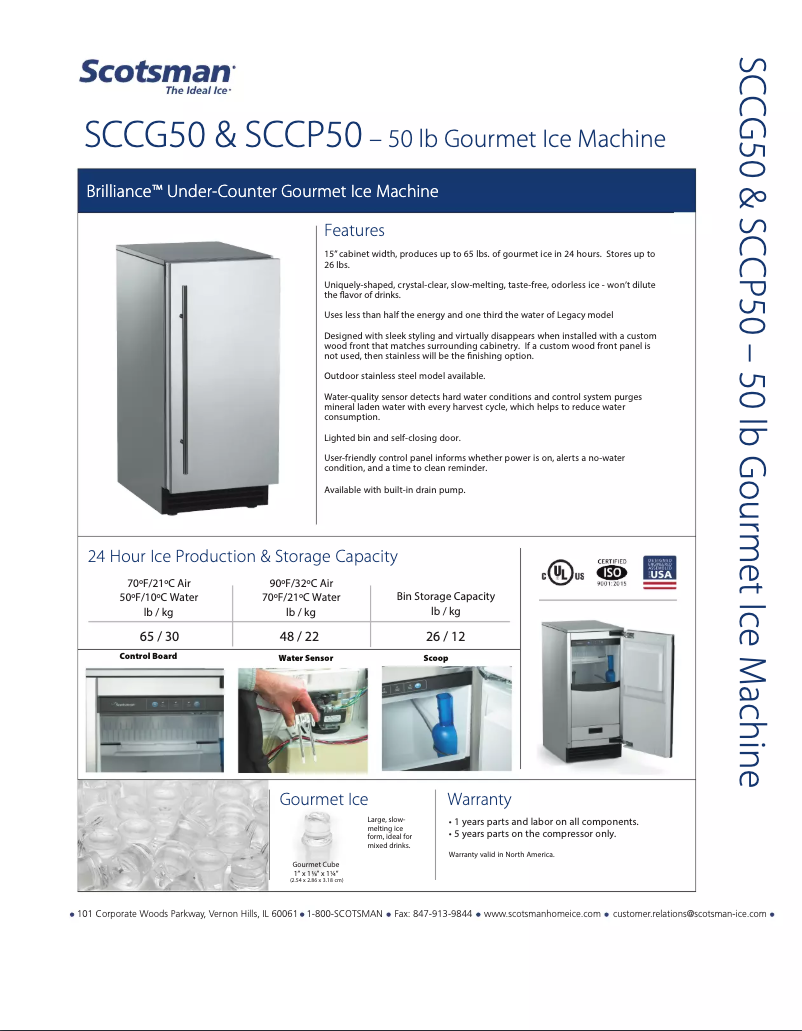 Page n°1 - Fiche technique Scotsman SCCP50MB-1SU