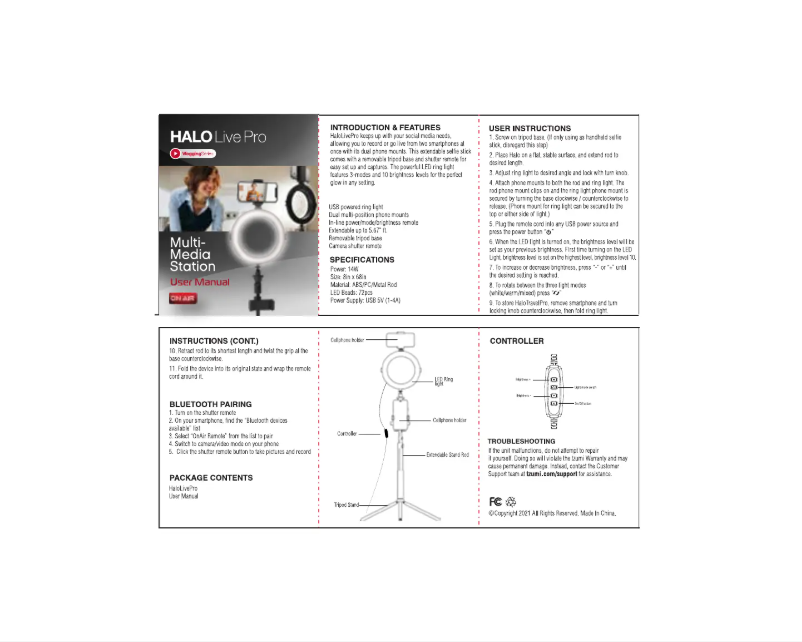 Image de la première page du manuel de l'appareil Halo Live Pro