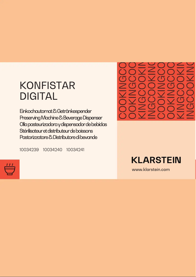 Page 1 de la notice Manuel utilisateur Klarstein KonfiStar 40