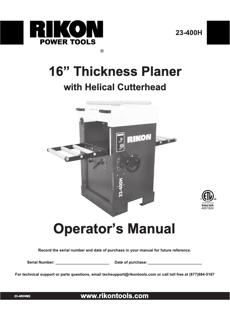Page n°1 - Manuel utilisateur RIKON 23-400H