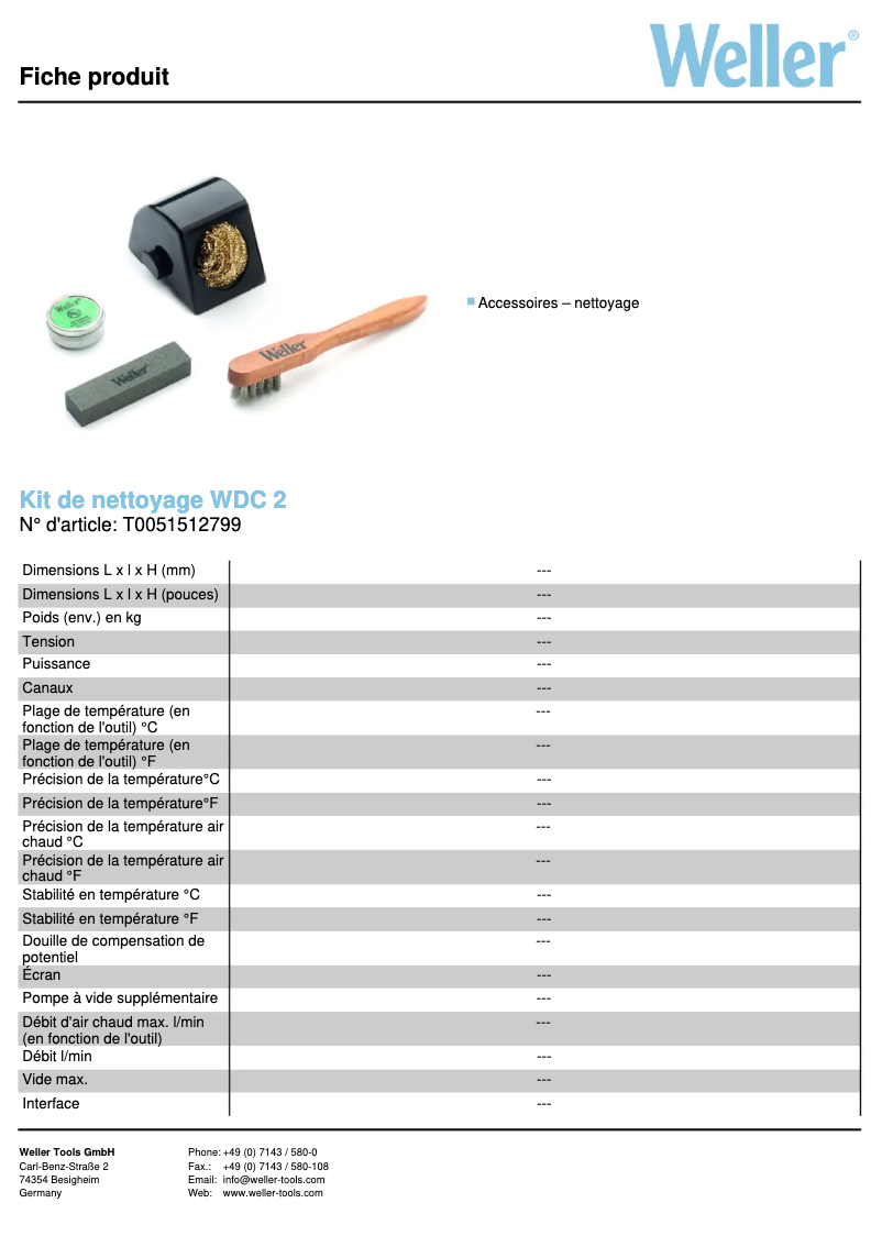 Page n°1 - Fiche technique Weller WDC 2