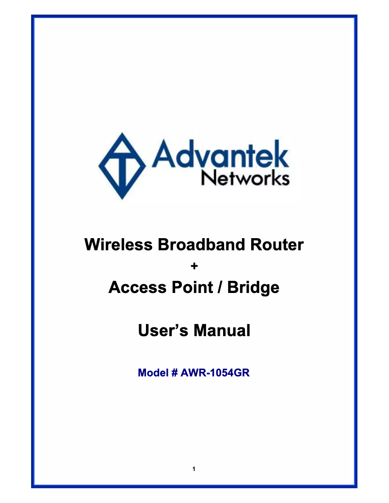 Image de la première page du manuel de l'appareil AWR-1054GR