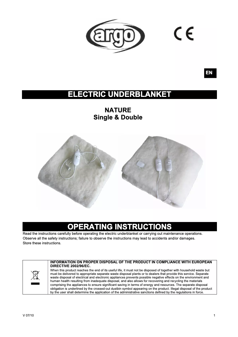 Image de la première page du manuel de l'appareil Nature Single