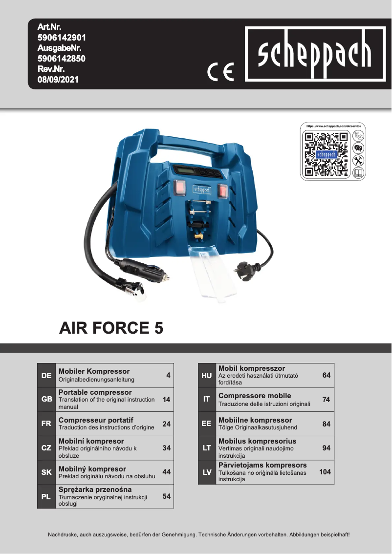 Image de la première page du manuel de l'appareil Air Force 5