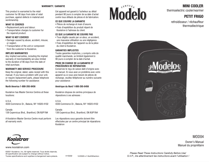 Page 1 de la notice Manuel utilisateur Modelo MOD04