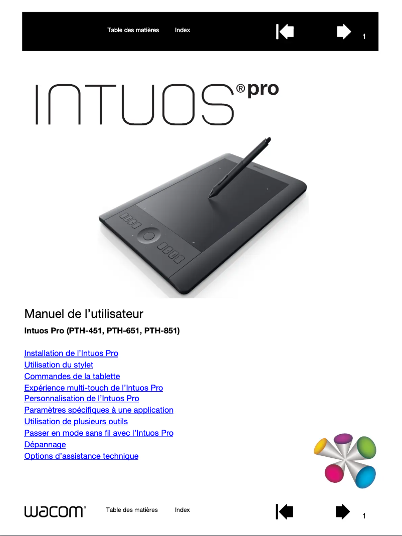 Image de la première page du manuel de l'appareil Intuos Pro