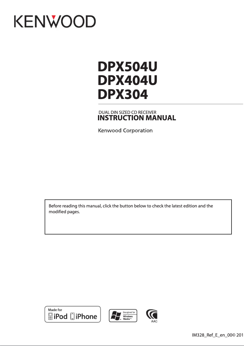 Page 1 de la notice Manuel utilisateur Kenwood DPX404U