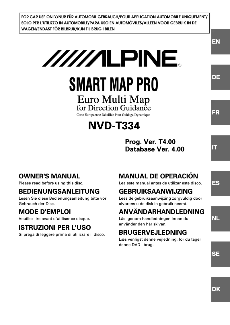 Page n°1 - Manuel utilisateur Alpine NVD-T334