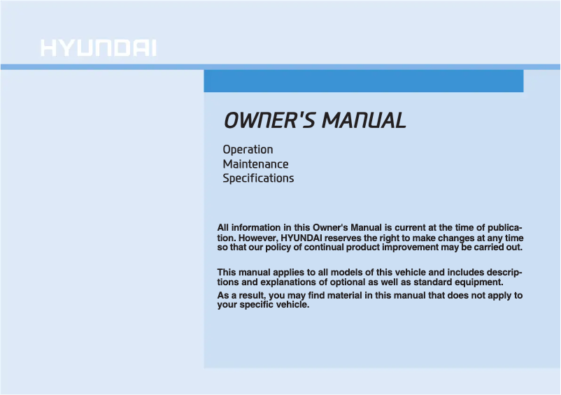 Page 1 de la notice Manuel utilisateur Hyundai Santa Fe (2021)