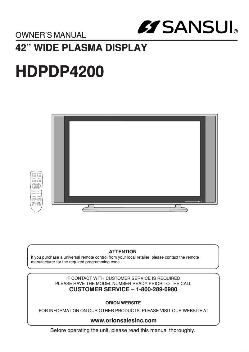 Image de la première page du manuel de l'appareil HDPDP4200