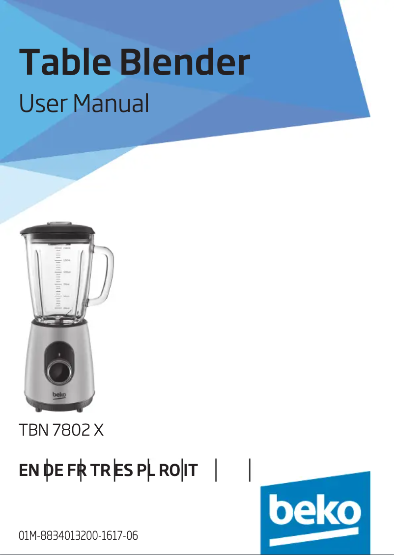 Page n°1 - Manuel utilisateur Beko TBN7802X