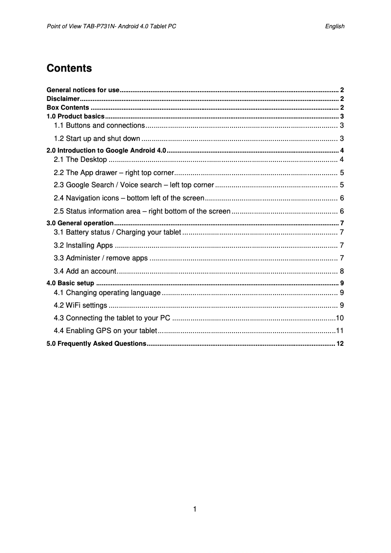 Página 1 del manual Manual de usuario Point of View Mobii 731N