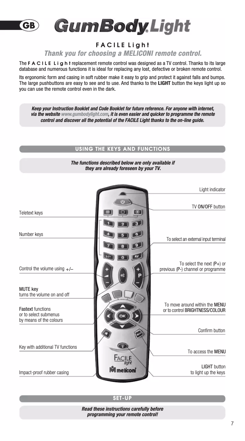 Image de la première page du manuel de l'appareil Gumbody Light Facile