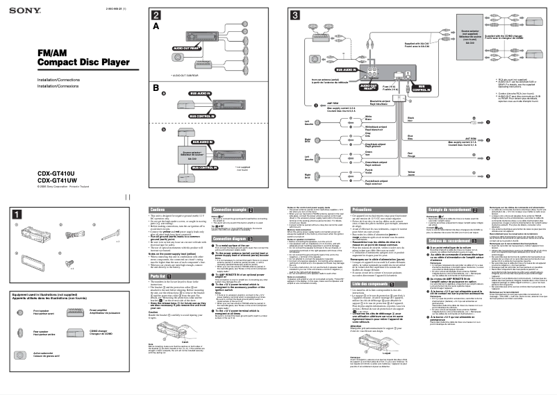 Page n°1 - Guide d'installation Sony CDX-GT410U