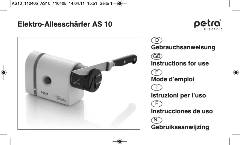 Image de la première page du manuel de l'appareil AS 10