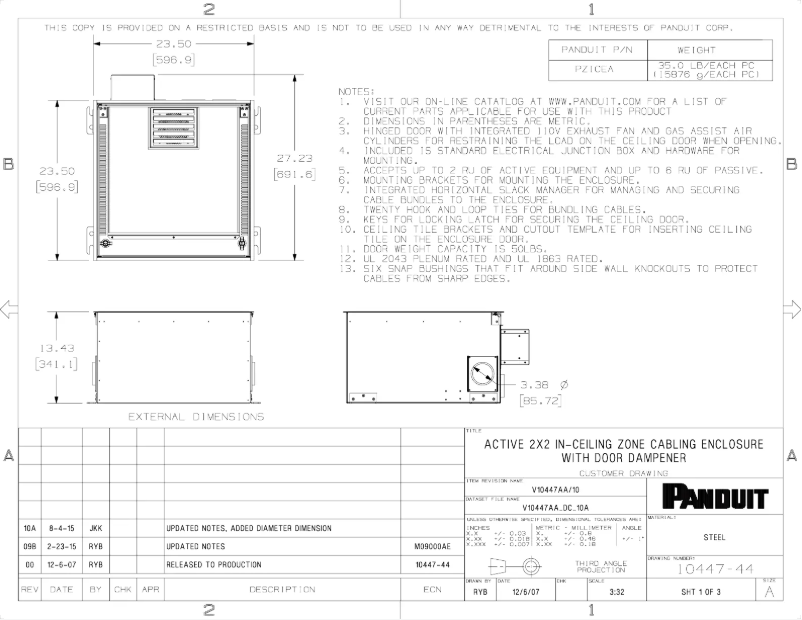 Page n°1 - Dessin technique Panduit PZICEA