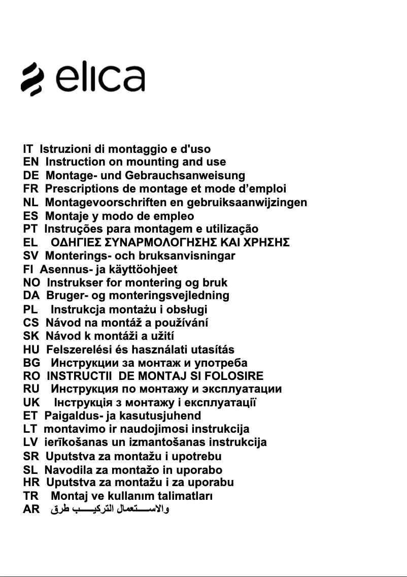 Page 1 de la notice Manuel utilisateur Elica PRF0097368