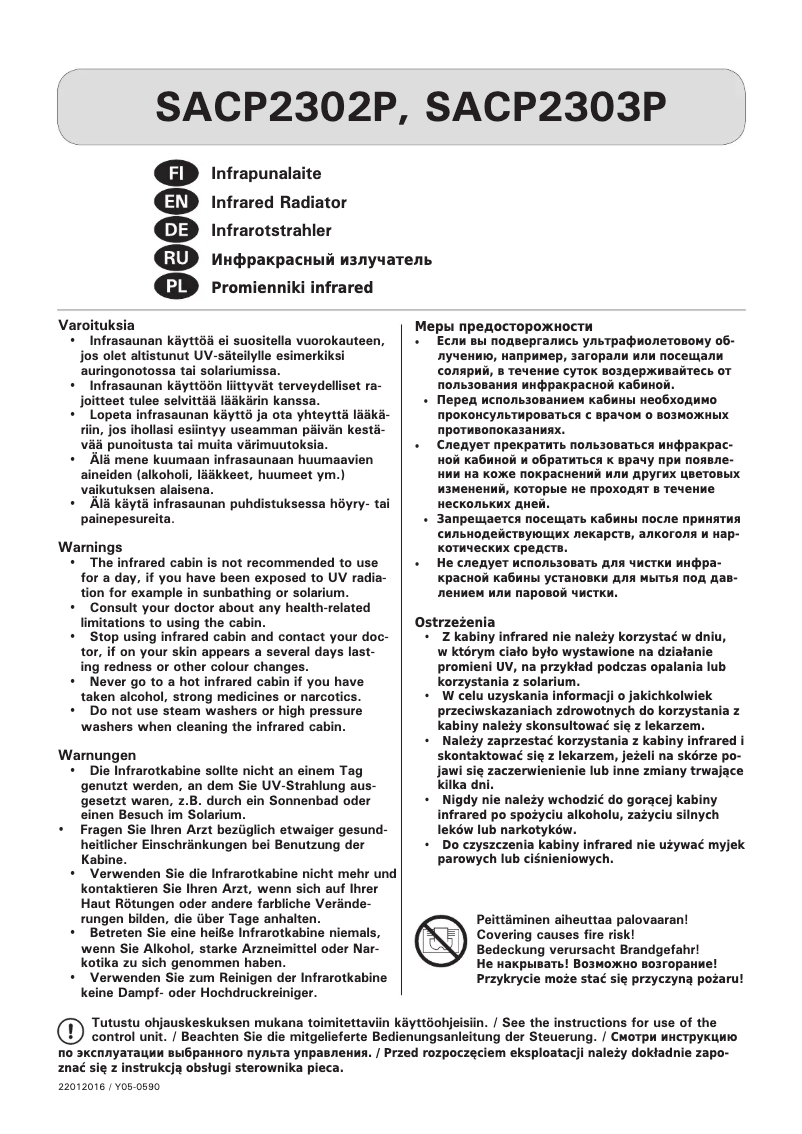 Page 1 de la notice Manuel utilisateur Harvia SACP2303P