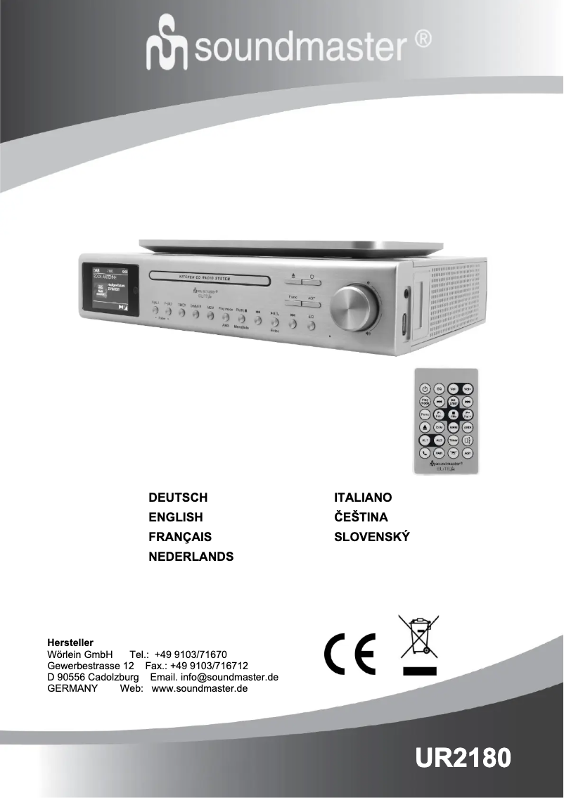 Page n°1 - Manuel utilisateur Soundmaster UR2180
