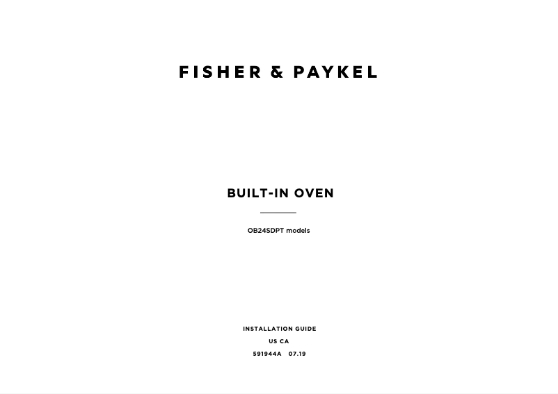 Page n°1 - Guide d'installation Fisher & Paykel OB24SDPTB1