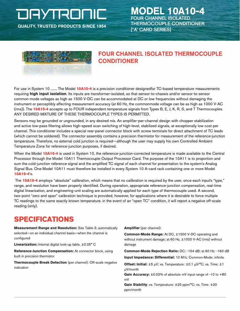 Image de la première page du manuel de l'appareil 10A10-4