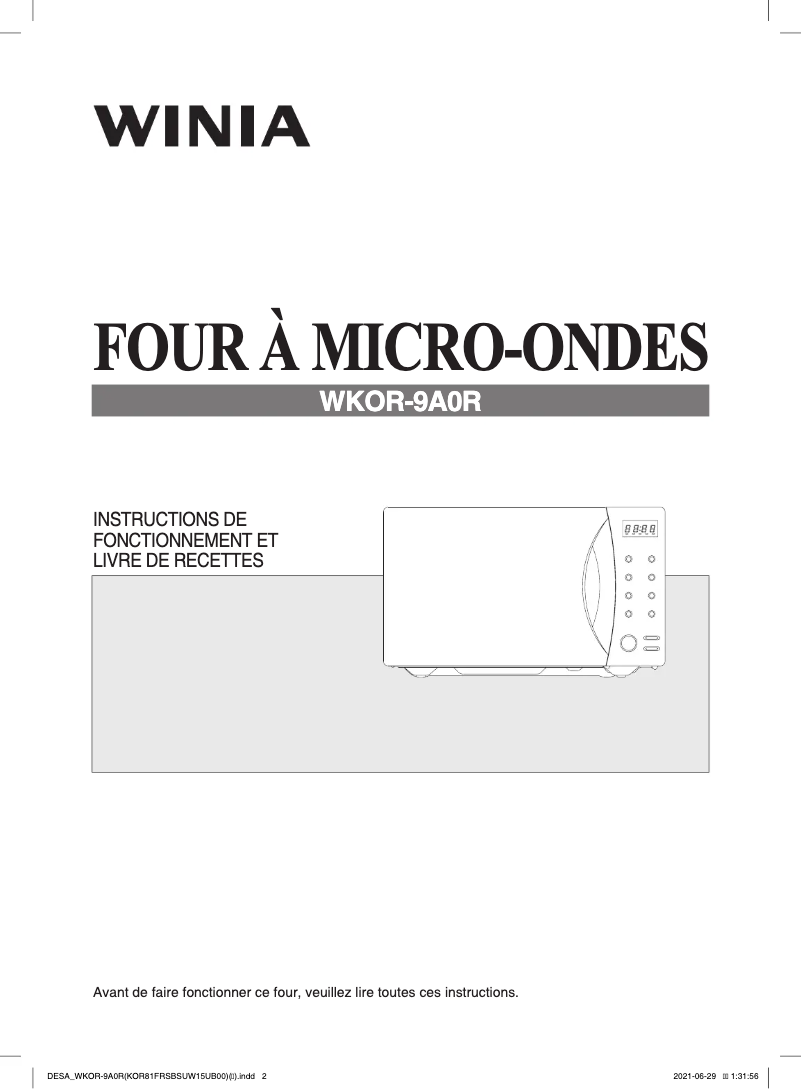 Page 1 de la notice Manuel utilisateur Winia WKOR-9A0R
