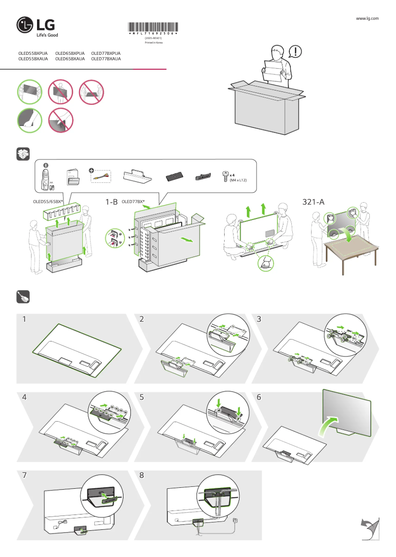 Page 1 de la notice Manuel utilisateur LG OLED55BXAUA