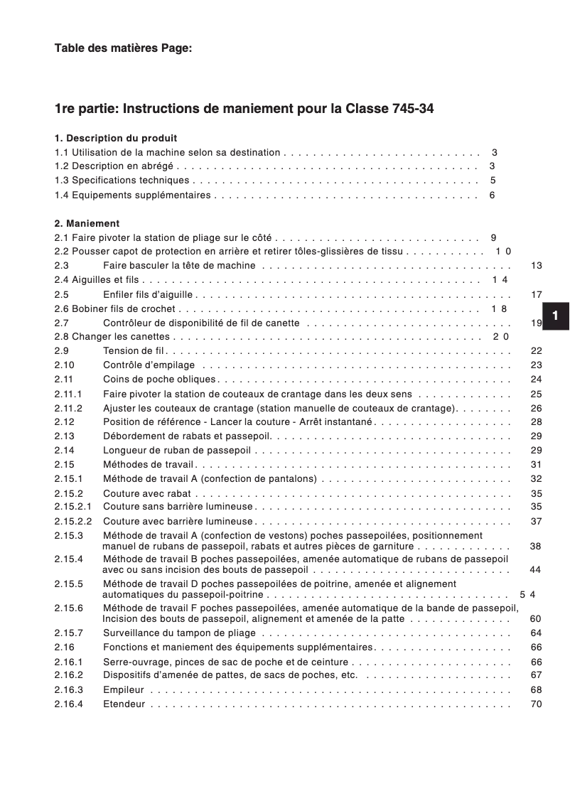 Page n°1 - Manuel utilisateur Dürkopp Adler 745-34